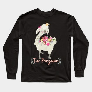 Alpaka Tier Prinzessin Blumen Süß.png Long Sleeve T-Shirt